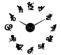 Magical Fairies Elf With Numbers Wall Stickers DIY Wall Clock Nursery Decorative Wall Art Gift For Kids Fantasy Fairy Tale Clock(Black,27inch)