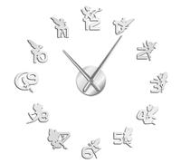 Magical Fairies Elf With Numbers Wall Stickers DIY Wall Clock Nursery Decorative Wall Art Gift For Kids Fantasy Fairy Tale Clock(Silver,47inch)