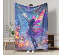 Magical Fairy Blanket, Colorful Enchanted Butterfly Winter Holiday Throw Blanket, Soft Cozy Decorative Blanket for Sofa, Bed, All Seasons 40x50 Inch