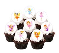 Magical Fairy Edible Cupcake Toppers - Fantasy Pixie Cake Decorations for Birthdays, Enchanted Woodland Party, Pink Fairies Cake-Topper, 24 x 1.5 Inch/4cm Discs (PRECUT)