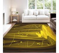 Magical Fairytale Dreamy Tranquil Elegant Area rug 140 x 200 cm, Black Yellow Forest Pathway Short Pile Indoor Carpet for Children’s Room, Non Slip Washable Carpet