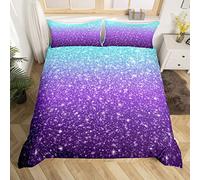 Magical Fantasy Duvet Cover Colorful Glitter Blue Purple Bedding Set Trendy Gradient Comforter Cover for Boys Girls Bedspread Cover Single