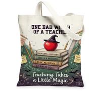 Magical Fantasy Witchy Quote Witch Hat Fanciful Canvas Tote Bag 13x15 Inch
