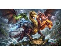 Magical Five Headed Dragon 1000 Piece Jigsaw Puzzle,Premium Cardboard,Gift Idea,Stress Relief,Impossible Challenge,Educational Toy,Home Wall Decor,Adults & Kids 14+ 38x26cm