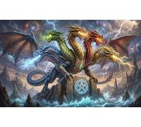 Magical Five Headed Dragon 1000 Piece Jigsaw Puzzle,Whimsical Challenge,Adults & Kids 14+,Home Wall Decor,Great Gifts,Premium Cardboard,Educational Toy,Stress Relief 70x50cm