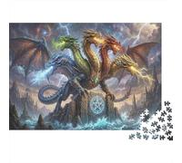 Magical Five Headed Dragon 1000 Piece Jigsaw Puzzle,Whimsical Challenge,Adults & Kids 14+,Home Wall Decor,Great Gifts,Premium Cardboard,Educational Toy,Stress Relief 70x50cm