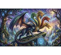 Magical Five Headed Dragon 500 Piece Wooden Jigsaw Puzzle,Home Wall Decor,Great Gifts,Educational Toy,Impossible Challenge,Wood,Adults & Kids 14+,Stress Relief (52x38cm)