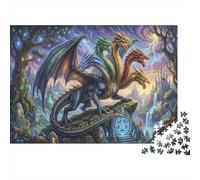 Magical Five Headed Dragon 500 Piece Wooden Jigsaw Puzzle,Home Wall Decor,Great Gifts,Educational Toy,Impossible Challenge,Wood,Adults & Kids 14+,Stress Relief (52x38cm)