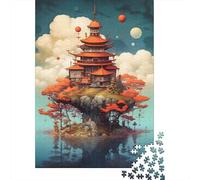 Magical Floating Village 1000-Piece Puzzle for Adults, 70x50cm/1000pcs; Smooth White Card with Reduced Dust; for Progress Whenever Time Allows