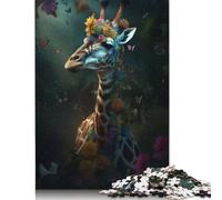Magical Floral Giraffe Puzzles 500 Piece Puzzles Jigsaw Puzzles for Adults Educational Game Challenge Toy 500pcs (52x38cm)