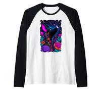 Magical Flying Black Pig Floral Galactic Farm Raglan Baseball Tee
