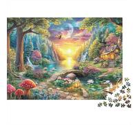 Magical Forest 1000 Piece Puzzle for Men Women Adults Enchanted Forest Path at Twilight Premium Thick Sturdy Vibrant Challenging Hard Stress Relief 38x26cm/1000pcs