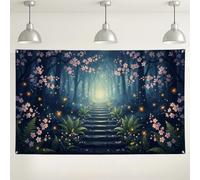 Magical Forest Backdrop, Floral Fantasy Photography Background, Enchanted Garden Decor for Parties, Spring/Summer Celebration Supplies 71x43 Inch
