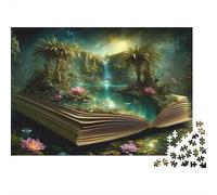 Magical Forest Book 1000 Piece Jigsaw Puzzle Paper for Adults Fantasy Waterfall Night Scene Puzzle Game for Family Home Decor 52x38cm/1000pcs