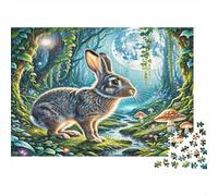 Magical Forest Bunny-Fantasy Woodland Scene Puzzles for Adults 1000 Pieces with No Reflection Favourites Jigsaw As Brain Teasers for Seniors And Winter Hobby 52x38cm/1000pcs