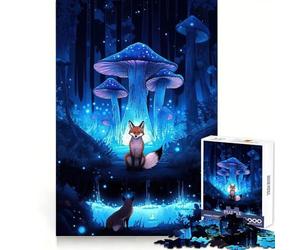 Magical Forest Foxes 1000 Pieces Jigsaws Adults Puzzles Logic Fun Clear Tone Playful Challenge (38x52cm)