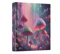 Magical Forest Mushrooms 3-Ring Binder 1.5 Inch, PVC Material Document Organizer with D-Ring and Clear View Pocket for Office Supplies-1 Pack