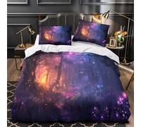 Magical forest scene 3D Pattern Comforter Cover 3-Piece Microfiber Durable Skin-Friendly Fantasy glowing trees Duvet Cover 2 Pillow Shams Hidden Zipper Home Decor Kids Bedroom Super king（260x220cm）