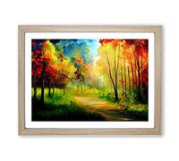 Magical Forest Vol.4 Abstract Framed Print | A2 Oak Framed Wall Art | Ready to Hang | Abstract Landscape Picture | Living Room Bedroom Lounge Office