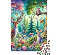 Magical Forest1000 Piece Recycled Cardboard Animals Jigsaw Puzzle Adult Beginners Challenging Tough Puzzle Stress Relief Home Decor 52x38cm/1000pcs