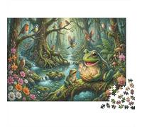 Magical Frog 1000 Pcs Recycled Cardboard DIY Jigsaw Puzzle Fantasy Rainforest Stream Gift Couples Date Night Cognitive Stimulation Group Activity 52x38cm/1000pcs