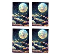 Magical Full Moon Stars Art Cards Multipack of 4 Celestial Greeting Cards For Any Occasion Blank Inside A6 10 x 15 cm