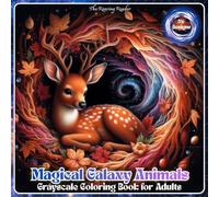 Magical Galaxy Animals Grayscale Coloring Book For Adults: 52 Whimsical Floral Animal Designs in Enchanted Cosmic Worlds for Relaxation, Stress ... - Black Background makes your colors POP!)