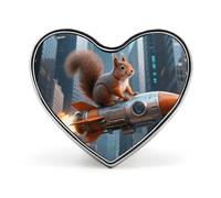 Magical Garden with A Fairy Fashion Heart Brooch Pins Lightweight Enamel Lapel Pin for Women Men, Hat Bag Jacket Clothing Accessory Jewelry Gift, Rocket Squirrel, Love form