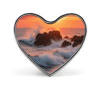 Magical Garden with A Fairy Fashion Heart Brooch Pins Lightweight Enamel Lapel Pin for Women Men, Hat Bag Jacket Clothing Accessory Jewelry Gift, Reef at sunset, Love form