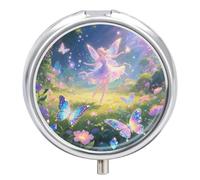 Magical Garden with a Fairy Medicine Pill - Round 3 Compartment Box - Portable Decorative Medicine Organizer for Pocket or Wallet, Vitamin Organizer