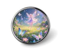 Magical Garden with A Fairy Round Lapel Pins Backpack Pin Cute Brooch Decoration Brooches for Women Men Fashion Button Badges for Hat Backpacks Purses Jackets Shirt Suit