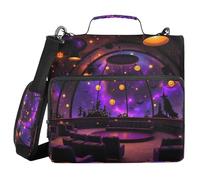 Magical Halloween Dome Space 1.5-Inch 3-Rings Zip Up Binder with Strap Laege Capacity Portfolio Binder for Office School