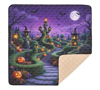 Magical Halloween Garden Pathway Large Non-Slip Baby Activity Play Mat for Floor Comfortable Playroom Activity Mat for Babies Infants Toddlers, 50'' x 50''