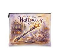Magical Halloween Witchy Tea Party Magic Wand Makeup Bag 7x9 Inch