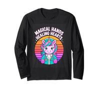 Magical Hands Healing Hearts Nurse Unicorn Long Sleeve T-Shirt