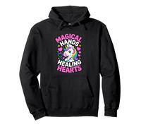 Magical Hands Healing Hearts Unicorn Nurse Rainbow Pullover Hoodie