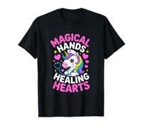Magical Hands Healing Hearts Unicorn Nurse Rainbow T-Shirt
