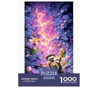 Magical Hedgehog Puzzles 1000 Piece Challenge Toy Adults And over 12 Years Old Colorful Flowers Puzzle Game Educational Challenge Mind Training Home Decoration Gift 70x50cm/1000pcs