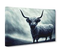Magical Highland Cow Canvas Print | Gallery Wrapped 30mm Frame Wall Art | 30x20 inches | Ready to Hang | Contemporary Animals Picture | Living Room Bedroom Lounge Office