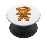 Magical Holiday Gingerbread Mouse Cookie Christmas Lights PopSockets Adhesive PopGrip