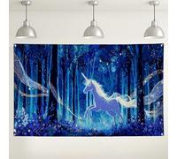 Magical Horse Forest Wall Backdrop, Enchanted Nature Theme Party Decorations, Magical Photo Background for Kids Birthday Halloween Events 71x43 Inch