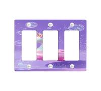 Magical Horse Pool Float Light Switch Cover Plate, Pastel Violet Magical Design for Summer Decor, Thermoplastic Wall Plates, Standard Size 3 Gang Wall Plate
