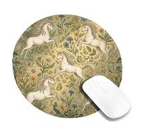 Magical Horse Small Mouse Pad, Fanciful Natural Butterfly Flower Spring Green Round Rubber Smooth Stitched Edge Cloth Mousepad Desk Accessories for Gaming Computer Laptop Round 8x8 Inch
