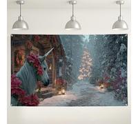 Magical Horse Winter Wonderland Backdrop, Floral Forest Scene Decorations, Snowy Christmas Photography Background for Holiday Parties and Events 71x43 Inch