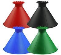 Magical Ice Scrapers for Car Windshield - 4 Pack Round Ice Scraper with Funnel, Professional Snow Removal Shovel Tool