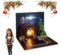 Magical Interactive Christmas Card - Blow, Glow & Celebrate, 3d Pop Up Christmas Cards with Music and Lights, with Envelope, Santa & Tree Scene for Kids & Family Celebration (#1pc)