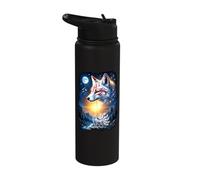 Magical Kitsune Fox Anime Spirit Illustration Stainless Steel Insulated Water Bottle