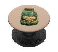 Magical Kitsune Nine-Tailed Fox Kawaii Terrarium Art PopSockets Adhesive PopGrip