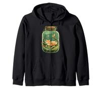 Magical Kitsune Nine-Tailed Fox Kawaii Terrarium Art Zip Hoodie