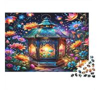 Magical Lantern Garden 1000 Pieces Jigsaw Puzzles for Adults, Recycled Paper, Lantern Flowers, Family Activity Brain Teaser, Develops Patience & Concentration, Gift for Men & Women 52x38cm/1000pcs